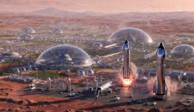 Rendering of a colonized Mars by way of SpaceX