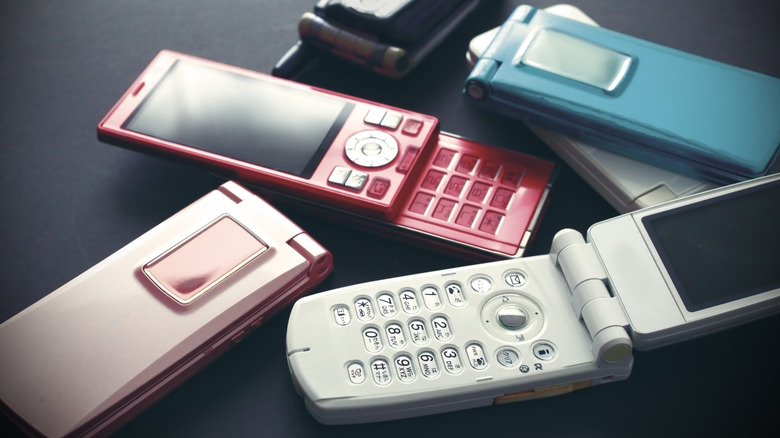 A selection of retro flip phones