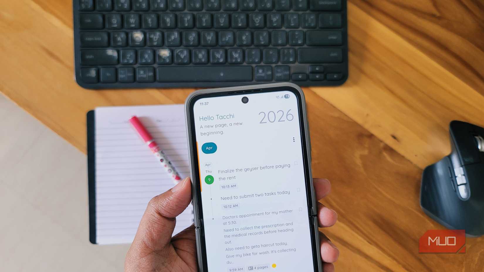 Storypad home screen timeline on Samsung Galaxy Z Flip 6