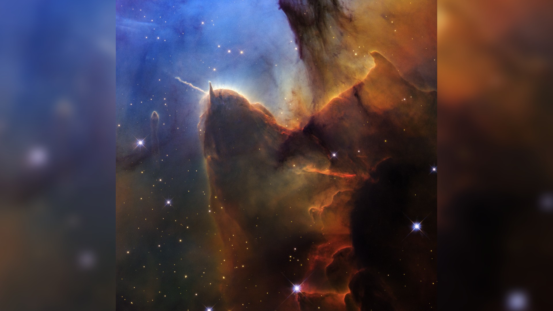colorful clouds of gas on a starry background