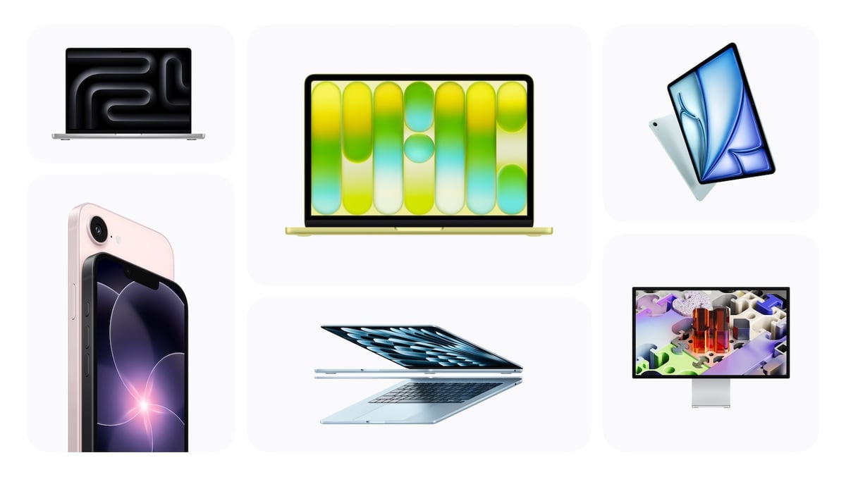 Apple iPhones, iPads, and MacBooks.