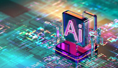 A multi-colored chip is shown with AI written on it.