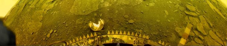Panoramic image of the Venusian surface taken by the Soviet Venera 13 lander in 1982. (Credit: Russian Academy of Sciences / Ted Stryk)