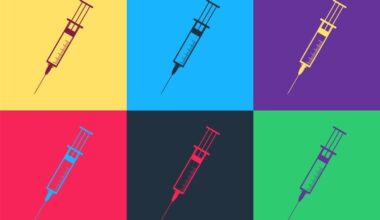 Pop art image of injection pens on a colourful background
