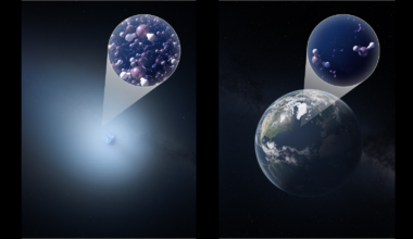 An illustration comparing the water content of 3I/ATLAS to that of Earth