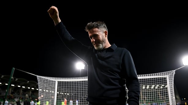 1 May 2026; Shamrock Rovers manager Stephen Bradley celebrates after the SSE Airtricity Men's Premier Division match between Shamrock Rovers and Waterford at Tallaght Stadium in Dublin. Photo by Tyler Miller/Sportsfile