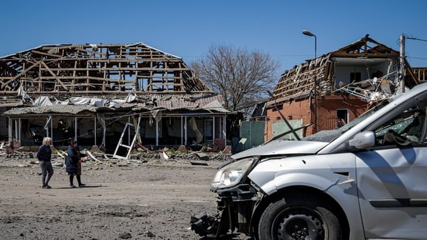 KHARKIV, UKRAINE - MAY 04: The aftermath of the missile attack by Russian troops on the city of Merefa, Kharkiv region, Ukraine on May 4, 2026. As a result of the attack, seven people died and 36 were injured to varying degrees. (Photo by Stringer/Anadolu via Getty Images)