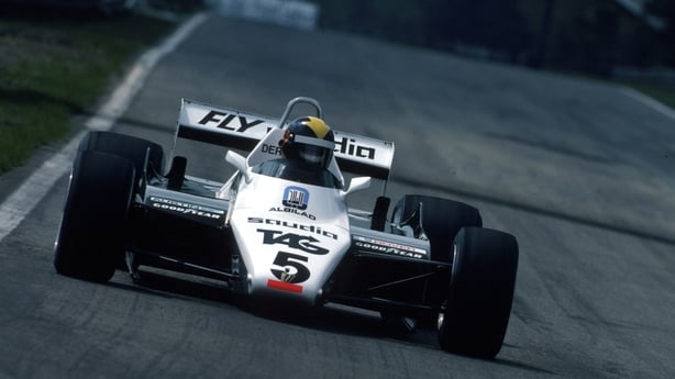 Formula One driver Derek Daly driving at Zolder during the 1982 season.
