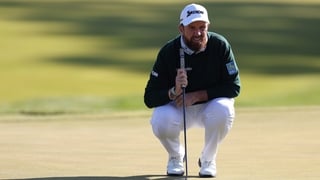 NEWTOWN, PENNSYLVANIA - MAY 15: Shane Lowry of Ireland lines up a putt on the tenth green during the second round of the PGA Championship at Aronimink Golf Club on May 15, 2026 in Newtown, Pennsylvania. (Photo by Richard Heathcote/Getty Images)