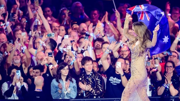 Delta Goodrem representing Australia performs during the second dress rehearsal