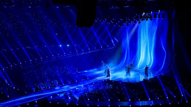 Lavina representing Serbia during the second dress rehearsal ahead of the 70th Eurovision Song Contest