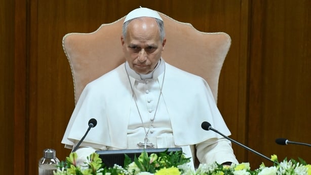 Pope Leo XIV attends the presentation of his first Encyclical Letter