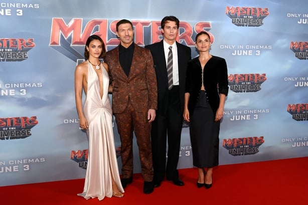 LONDON, ENGLAND - MAY 27: (L-R) Camila Mendes, Travis Knight, Nicholas Galitzine and Charlotte Riley attend the