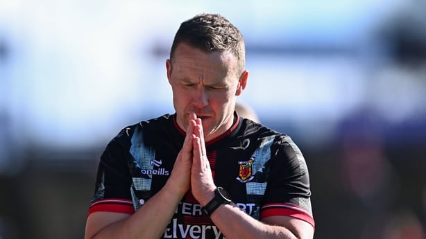 26 April 2026; Mayo manager Andy Moran reacts during the closing stages of the Connacht GAA Football Senior Championship semi-final match between Mayo and Roscommon at Hastings Insurance MacHale Park in Castlebar, Mayo. Photo by Piaras Ó Mídheach/Sportsfile
