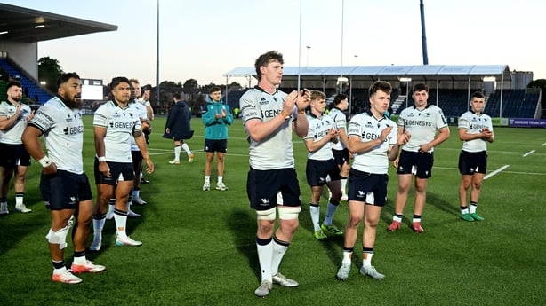 29 May 2026; Connacht players applaud their supporters after the United Rugby Championship quarter-final match between Glasgow Warriors and Connacht at Scotstoun Stadium in Glasgow, Scotland. Photo by Rob Casey/Sportsfile