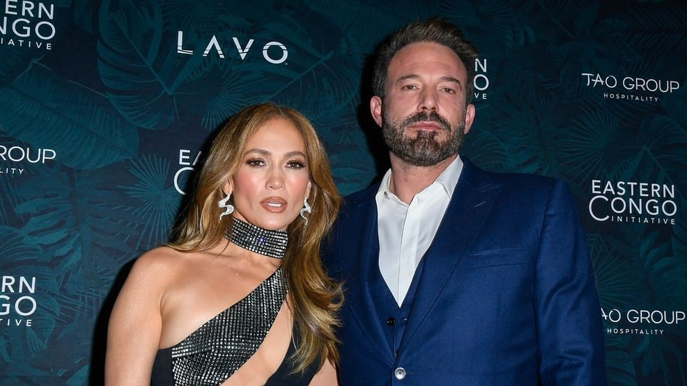 LAS VEGAS, NEVADA - NOVEMBER 17: Jennifer Lopez (L) and Ben Affleck attend the 2023 Eastern Congo Initiative Poker and Blackjack Tournament hosted by TAO Group Hospitality at LAVO Restaurant & Nightclub at The Palazzo at The Venetian Resort Las Vegas on November 17, 2023 in Las Vegas, Nevada. (Photo by Mindy Small/Getty Images)