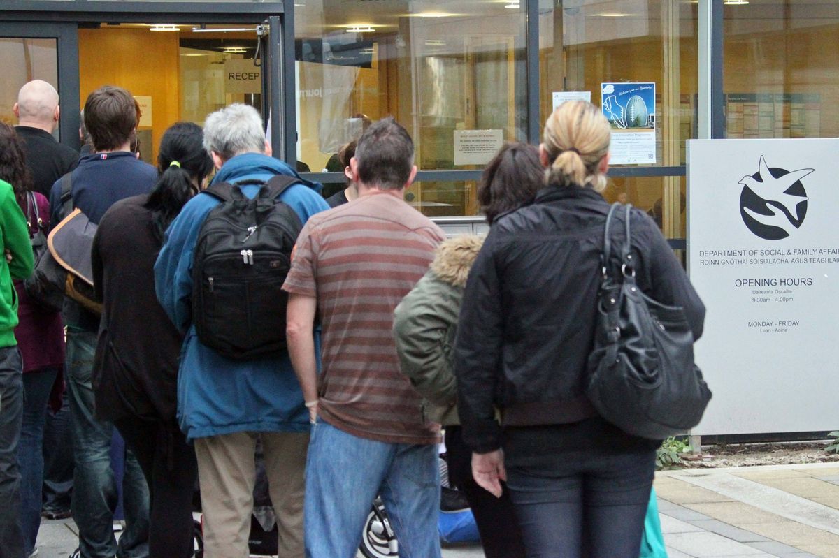 Queues at the Department of Social Welfare offices in Bray, Co Wicklow (stock)