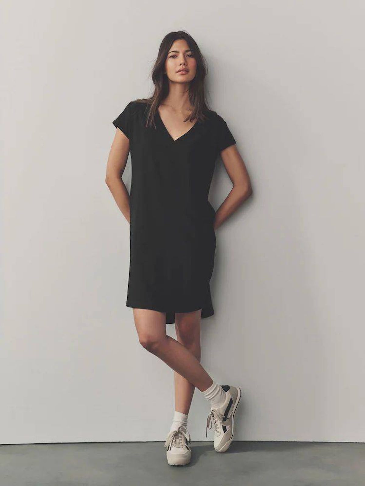 Next Cotton Cap Sleeve V-Neck Mini Dress