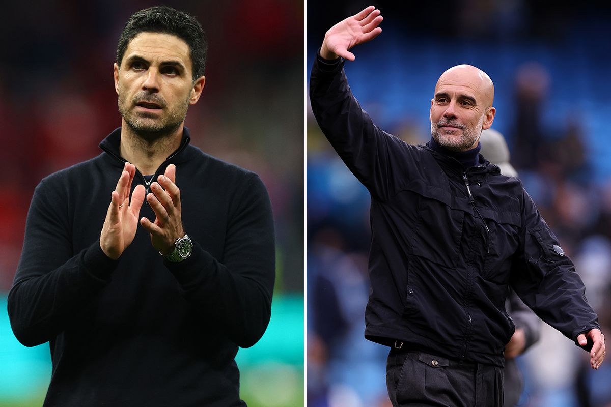 Arsenal Manager Mikel Arteta and Pep Guardiola of Manchester City
