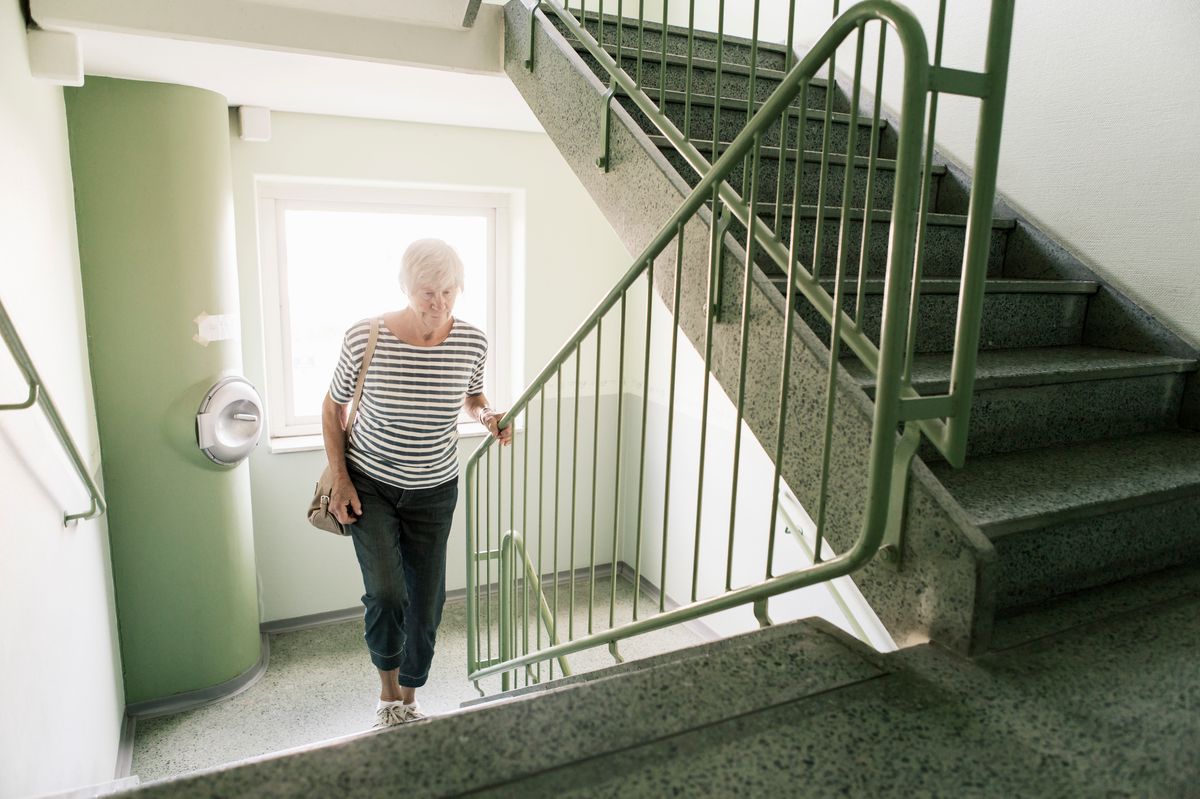 One often-missed dementia warning sign is when navigating stairs - stock photo