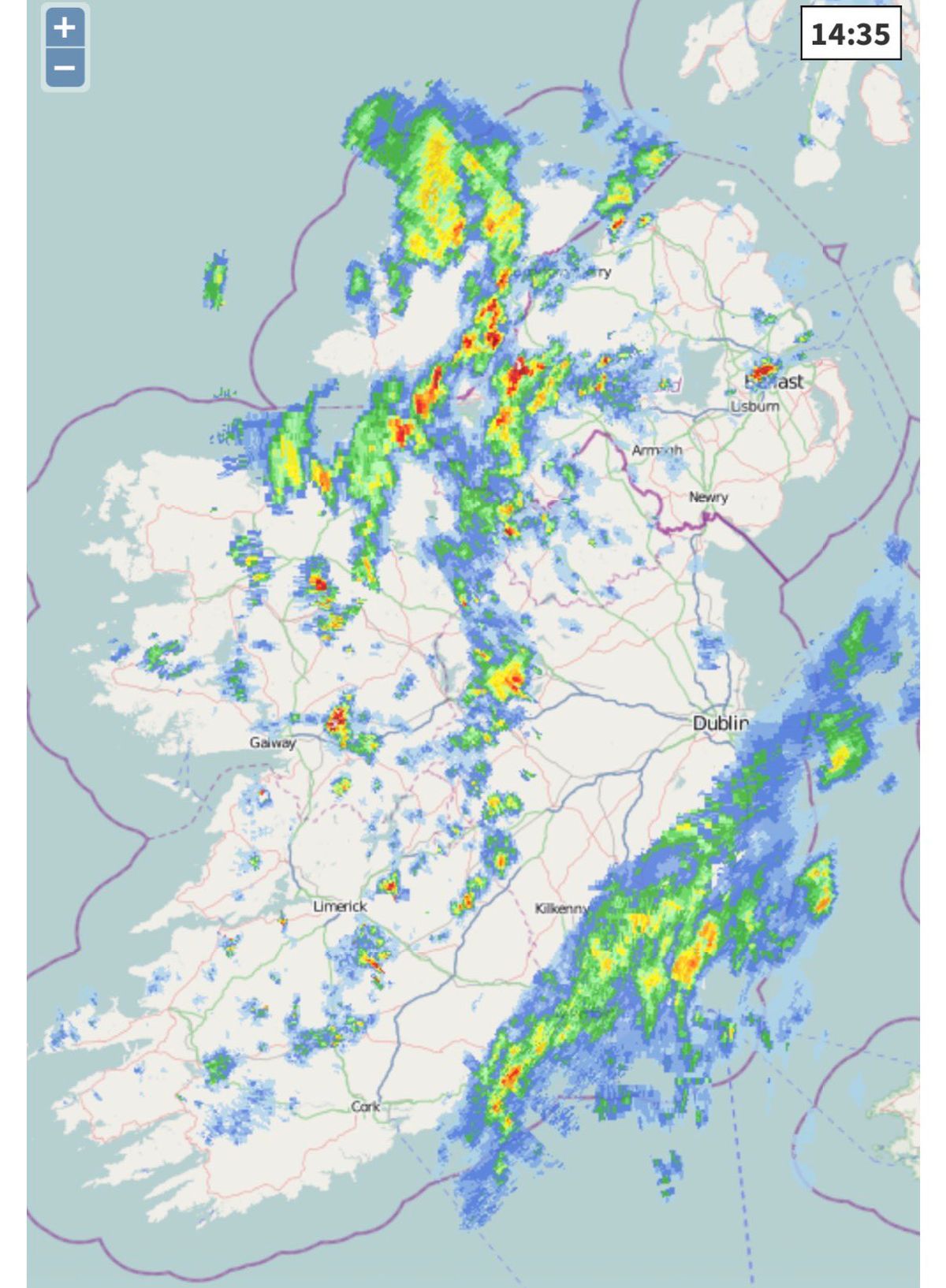 Some areas will be hit by spells of rain while other counties can look forward to largely dry conditions today
