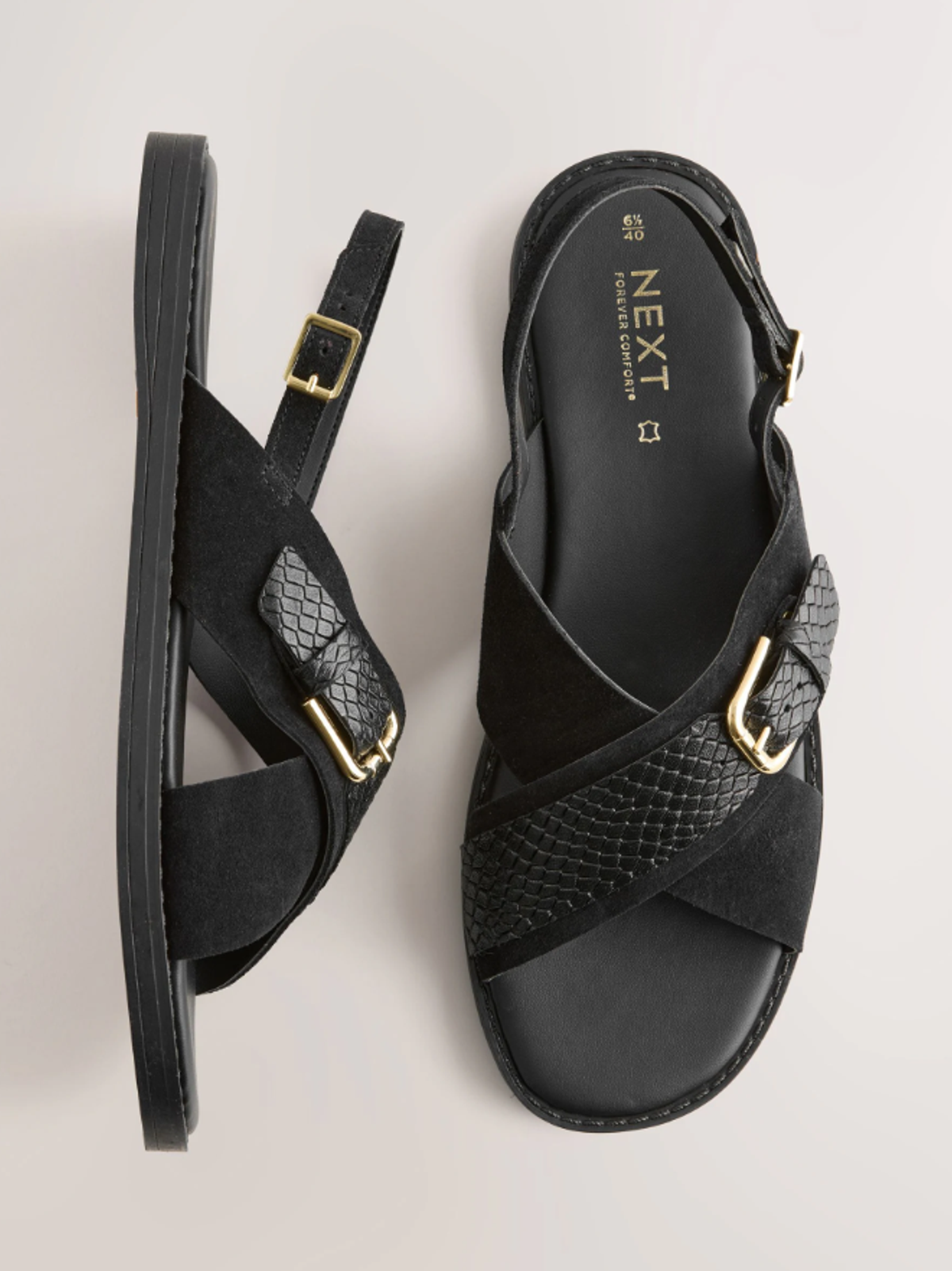 The sandals are available in standard, wide, and extra wide fits