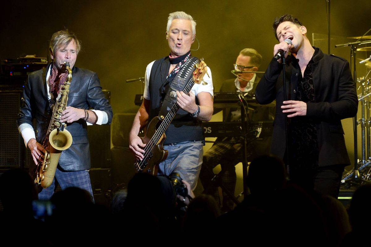 LONDON, ENGLAND - OCTOBER 29: (L-R) Steve Norman, Martin Kemp and Ross William Wild of Spandau Ballet perform on stage at Eventim Apollo on October 29, 2018 in London, England. (Photo by Dave J Hogan/Dave J Hogan/Getty Images)