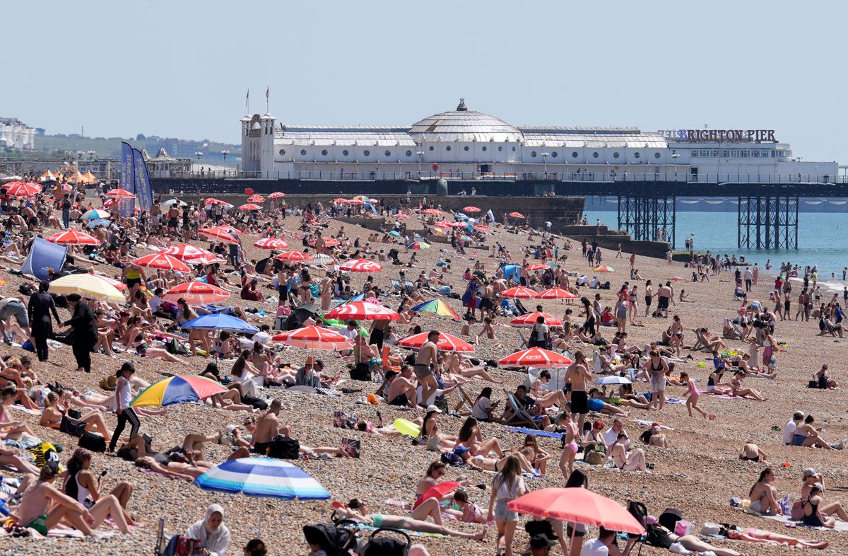Tourists flocked to Brighton, East Sussex, during the scorching weekend 