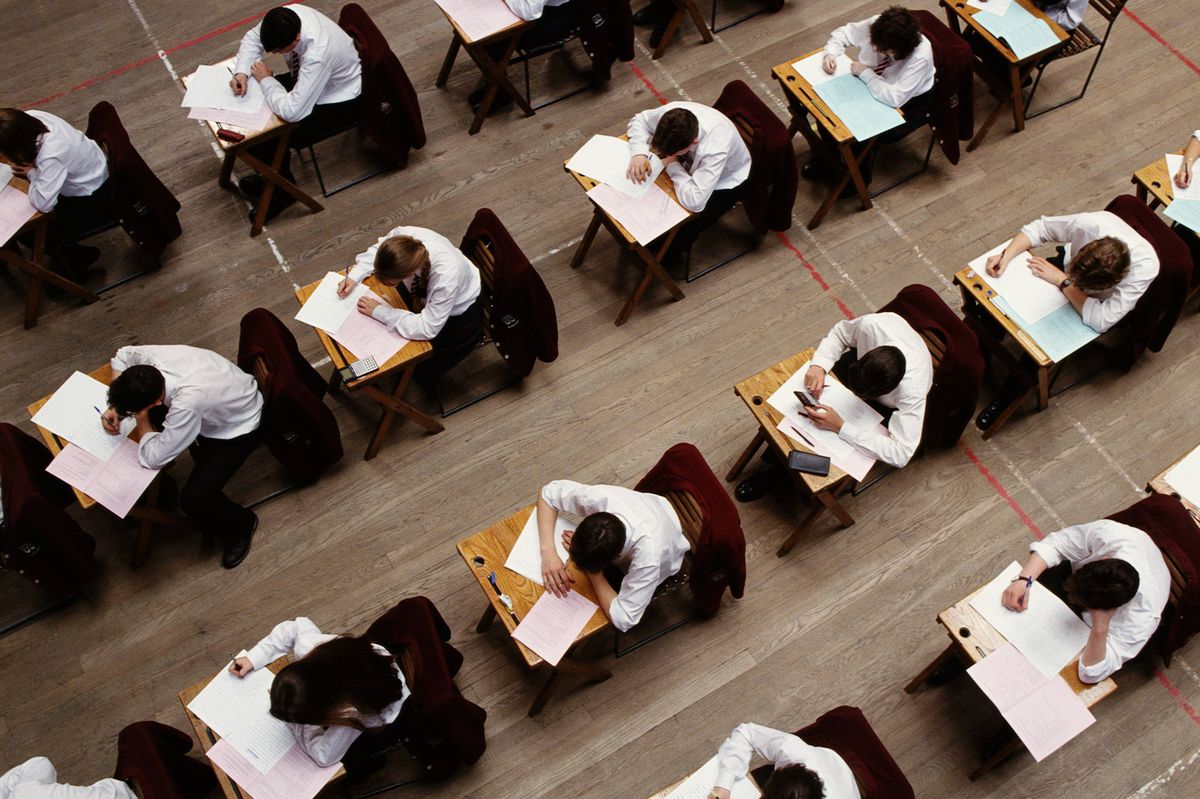 Stock image of students sitting exams