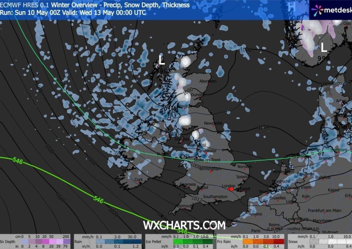UK weather map for May 13