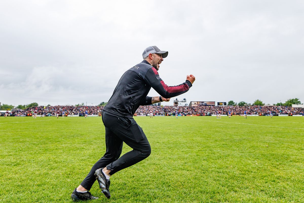 Westmeath boss Mark McHugh celebrates late in extra time but was annoyed by the timing of the All-Ireland draw.
