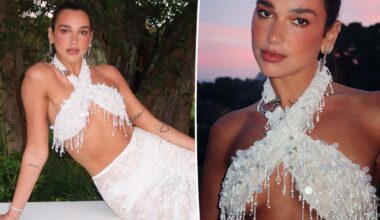 Dua Lipa celebrates her bachelorette in bridal-white bra top — and over $300K of diamonds