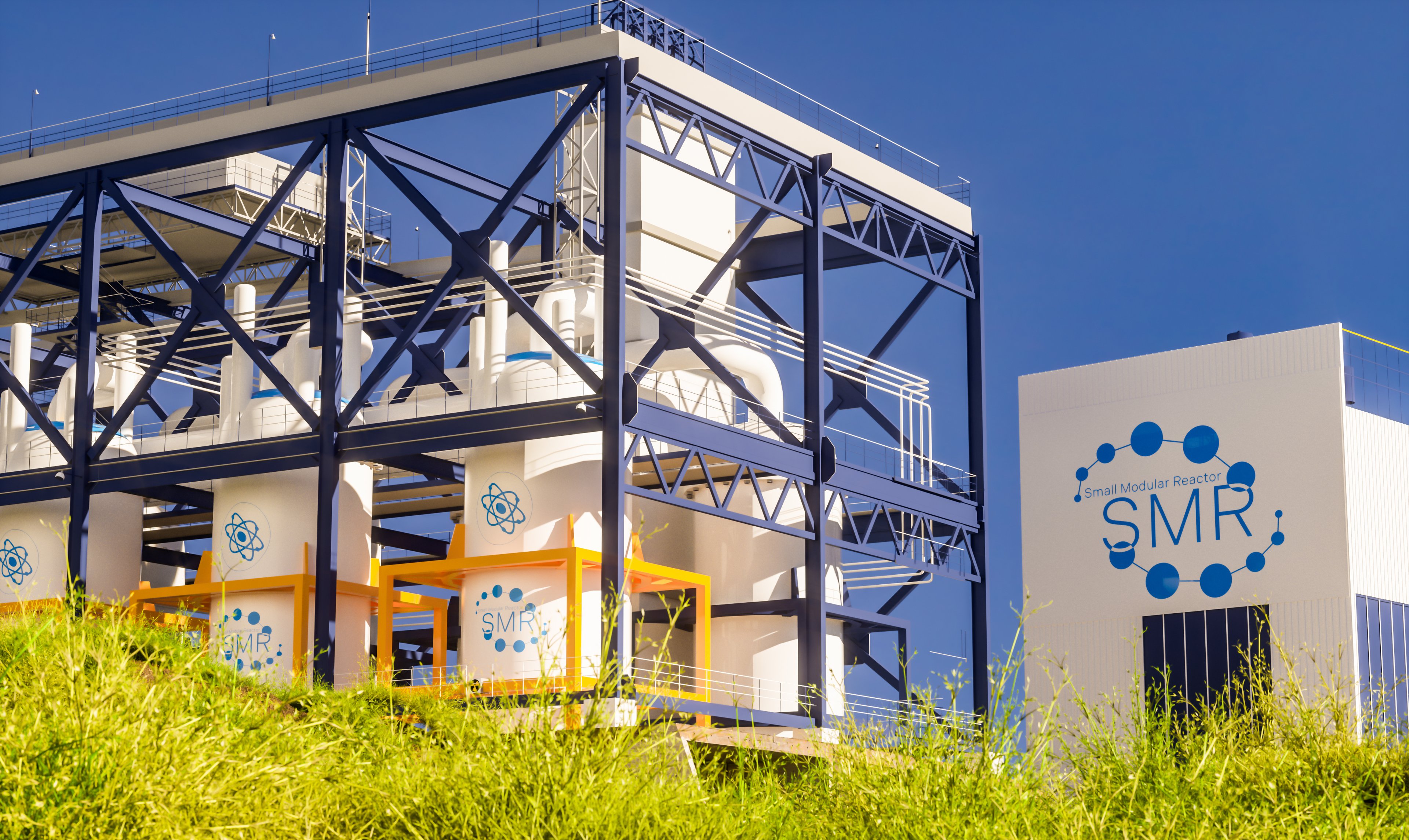 Small modular reactors at an energy utility site.