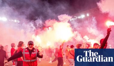 Prague derby abandoned after fans storm pitch with Slavia seconds from title | European club football