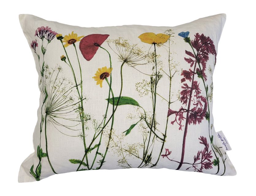 Wild meadow linen cushion by Nicola Weldon