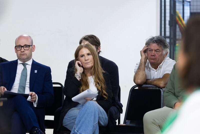 Dublin Central constituency candidates, including Sinn Féin's Janice Boylan listen as activists call for special needs assistant funding to be addressed. Photo:Sam Boal/Collins