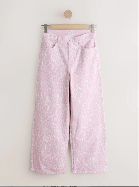 Pink Leopard Print Wide Leg Jeans Pink Leopard Print Wide Leg Jeans