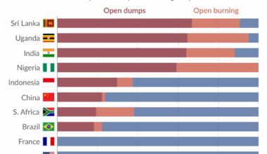 Most collected waste in many low- and middle-income countries is stored in open dumps or is burned