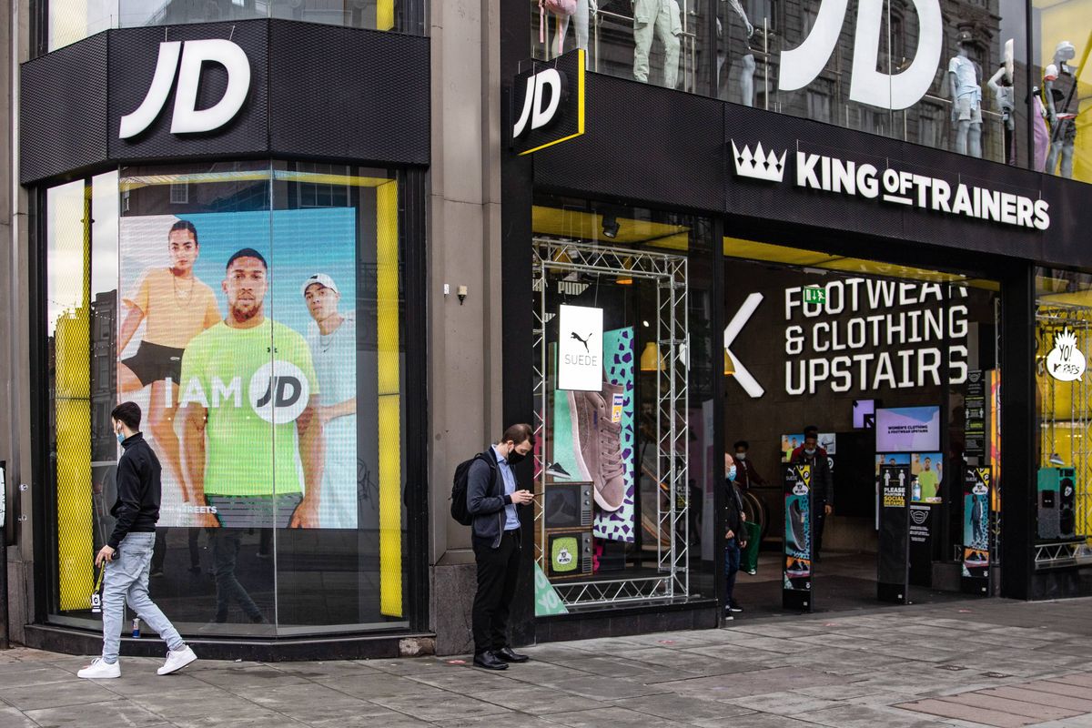 LONDON, UNITED KINGDOM - 2021/05/17: A scene outside JD sport shop. The Prime Minister announced that England can proceed to Stage Three on May 17, 2021. Most shops can reopen including indoor. (Photo by May James/SOPA Images/LightRocket via Getty Images)