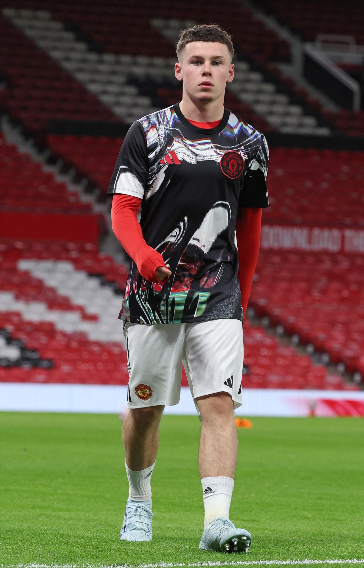 Kai Rooney of Manchester United warms up during the Fa Youth Cup quarter final between Manchester United U18 and Sunderland U18 at Old Trafford