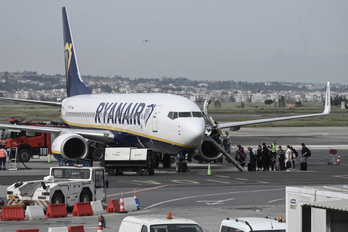 File photo of a Ryanair plane at Thessaloniki airport, where the lucky passenger boarded from