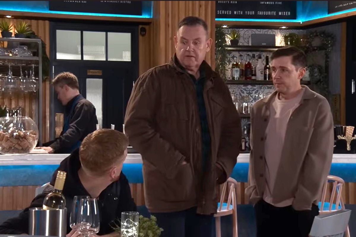 Gary Windass, George Shuttleworth and Todd Grimshaw in Coronation Street