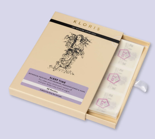 The Kloris Sleep Time Patches contain a blend of valerian root, passionflower, Hops, CBD and CBG.