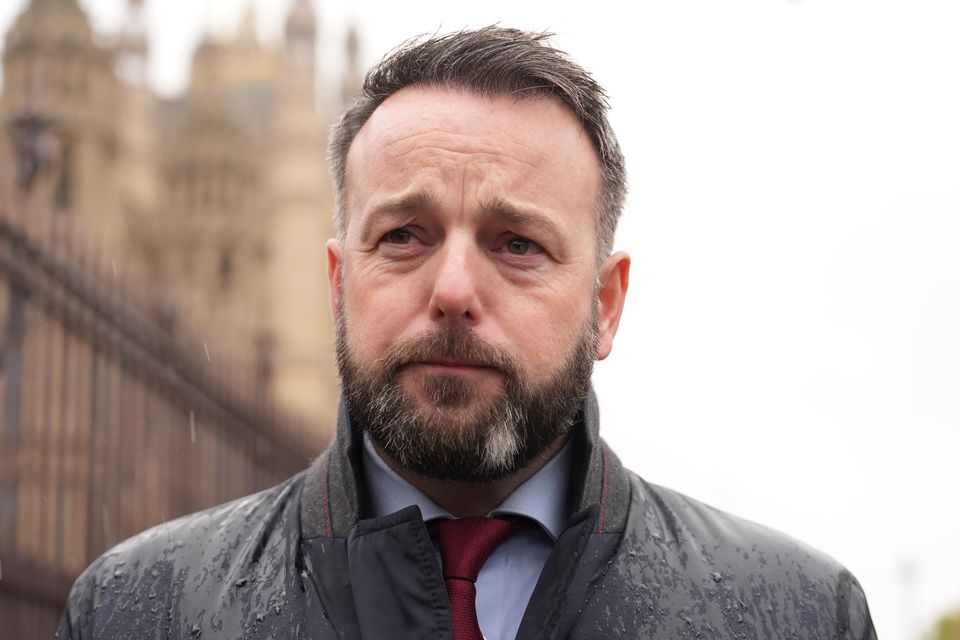 Colum Eastwood speaking to the media (PA)