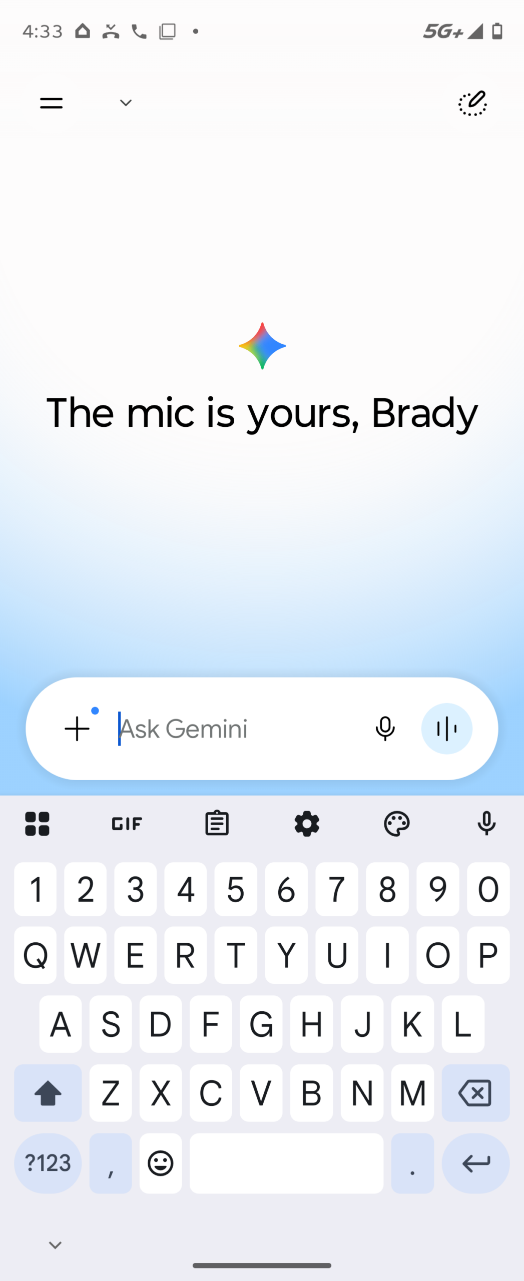 The new design of the Gemini app for Android.
