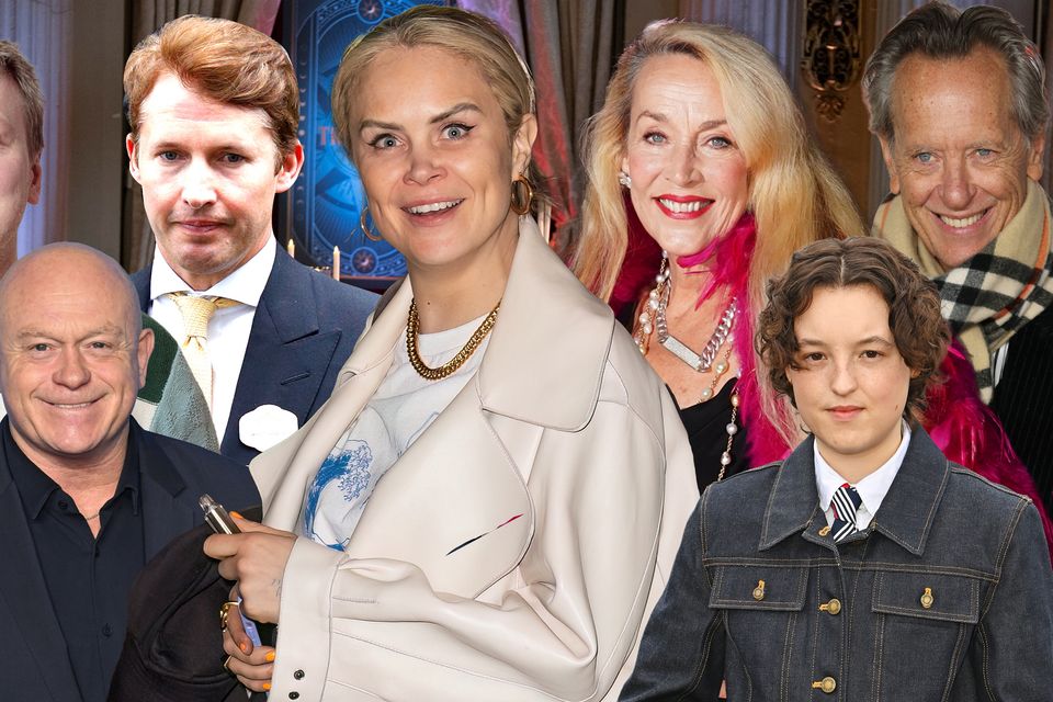 From left: Joe Lycett, Ross Kemp, James Blunt, Joanne McNally, Jerry Hall, Bella Ramsey and Richard E Grant are part of the 2026 line-up