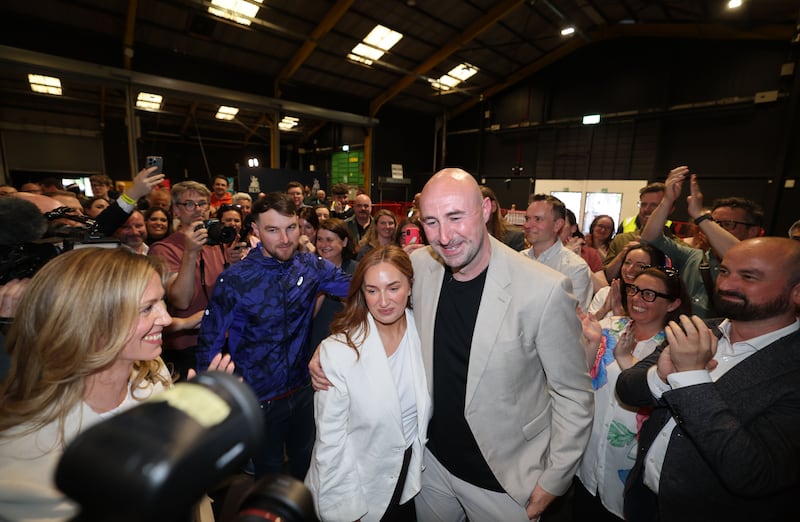 Daniel Ennis with his fiance Chloe (both centre) in the RDS on Saturday. Photograph: Alan Betson

