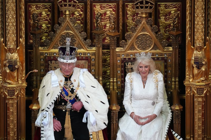 Britain's king Charles sits with queen Camilla during the State opening of parliament, at the Houses of Parliament, in London. Photograph: Kirsty Wigglesworth/AFP via Getty Images)
