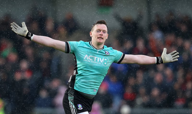 Rory Beggan celebrates his free to seal Monaghan's win over Derry in Saturday's Ulster semi-final. Photograph: Tom O’Hanlon/Inpho