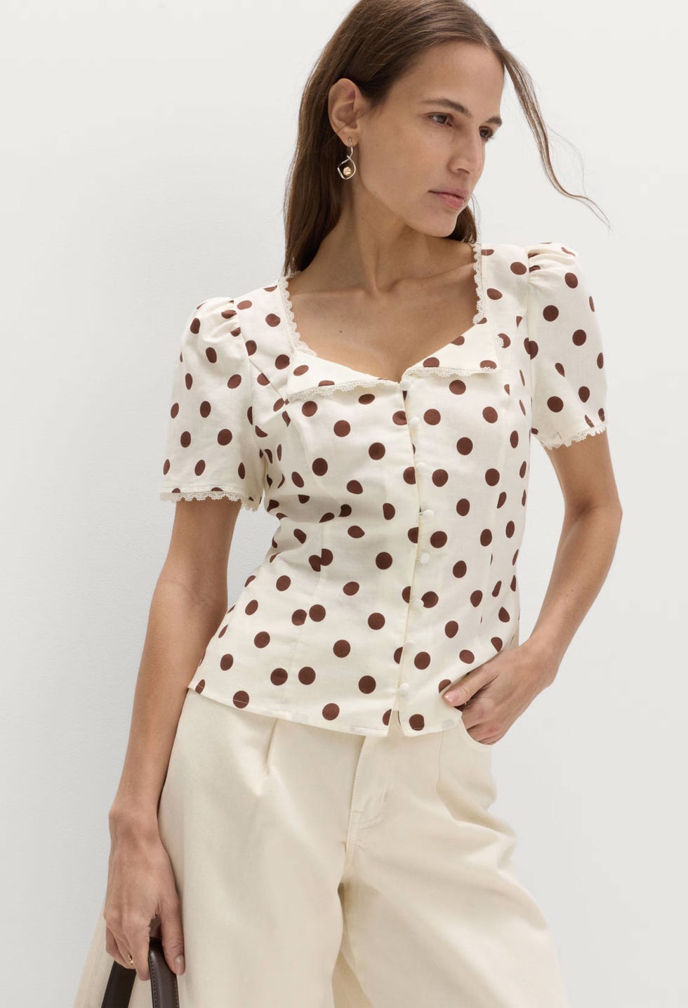 M&S brown polka dot top ms brown polka dot top
